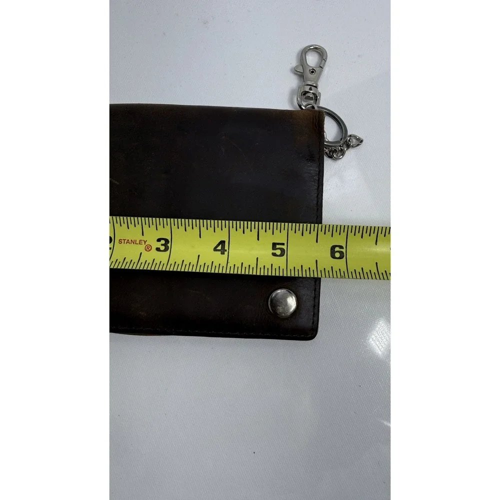Duluth Trading Co Men Brown Leather Snap Wallet Key Chain Key Ring Clip Patina